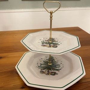 Vintage Nikko Christmastime Two-tier Tray